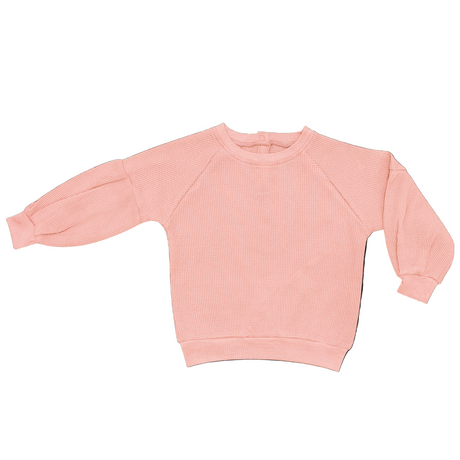Waffle Balloon Sleeve Sweatshirt - Dusty Rose - HoneyBug 