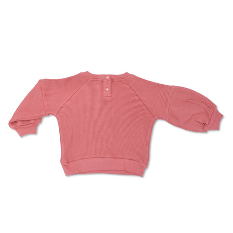 Waffle Balloon Sleeve Sweatshirt - Terra Cotta - HoneyBug 