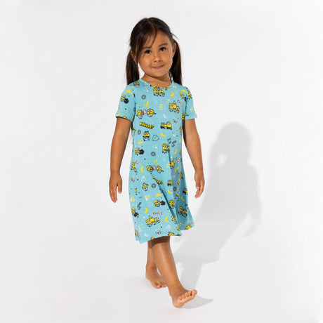 Minions Bello Banana Bamboo Girls' Short Sleeve Dress - HoneyBug 