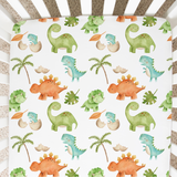 Fitted Crib Sheet - Dinosaurs - HoneyBug 