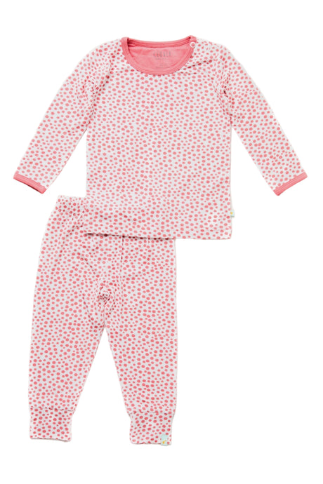 Long Sleeve Pajama Set - Coral Dots - HoneyBug 