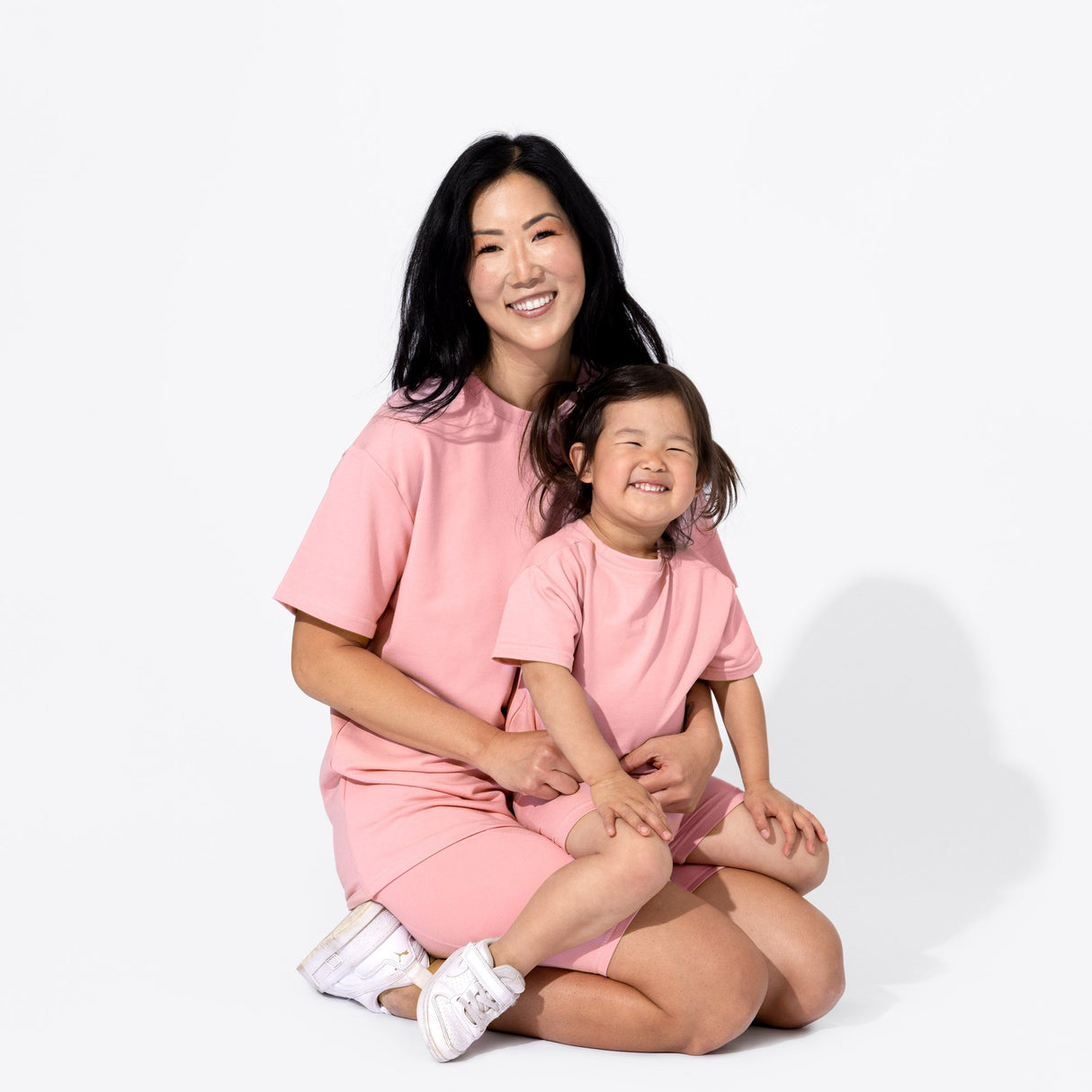 Dusty Rose Bamboo Blend Kid's Oversized Tee & Biker Short Set - HoneyBug 