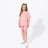 Dusty Rose Bamboo Blend Kid's Oversized Tee & Biker Short Set - HoneyBug 