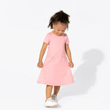 Dusty Rose Bamboo Terry Daywear Girls' Short Sleeve Dress - HoneyBug 