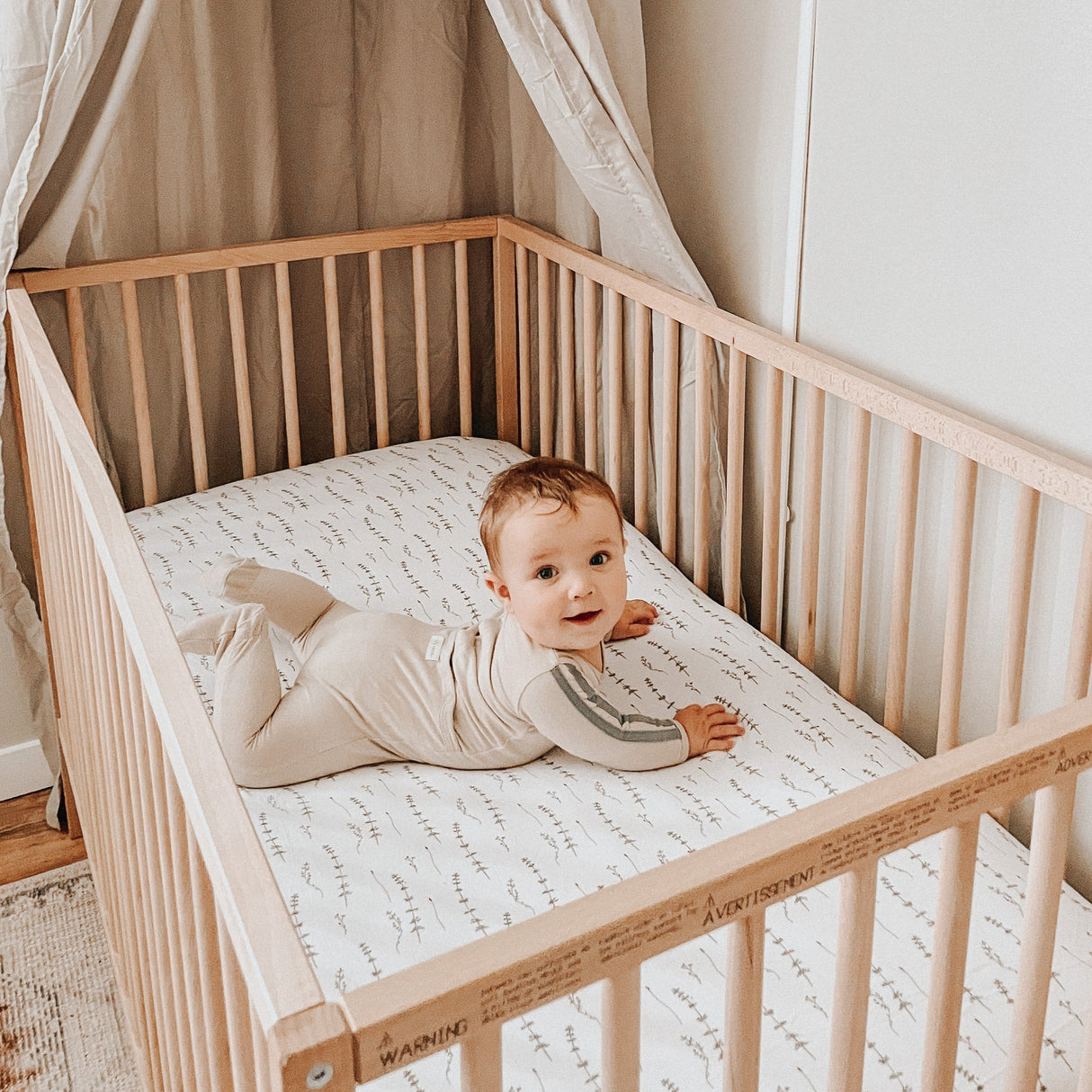 Crib Sheet Set - Forest Grey Leaf - HoneyBug 