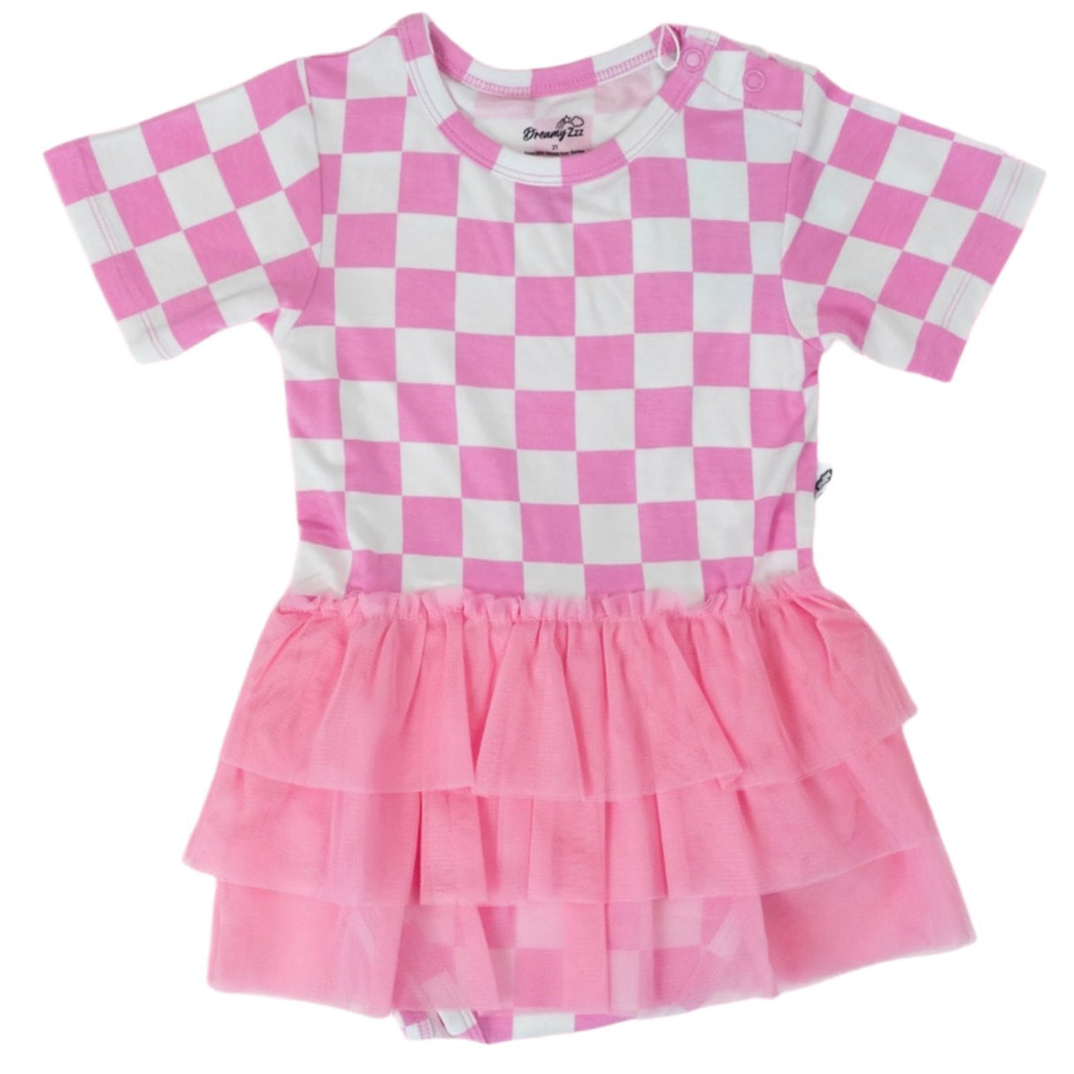 BUBBLEGUM CHECKERS DREAM TUTU BODYSUIT DRESS