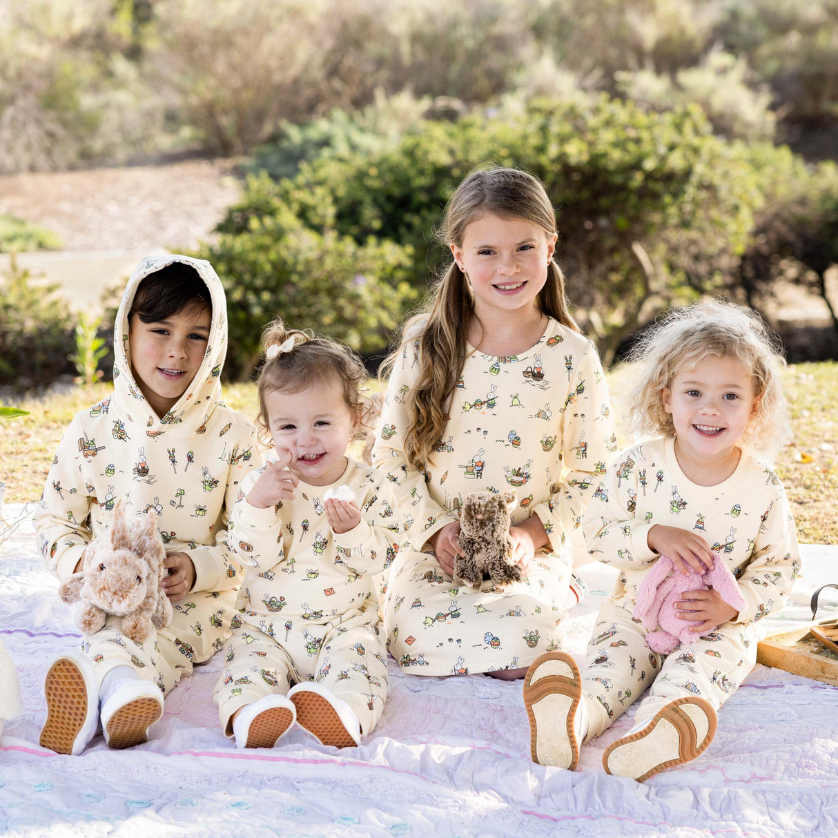 Bunny Workshop French Terry Girls' Daywear Long Sleeve Dress - HoneyBug 