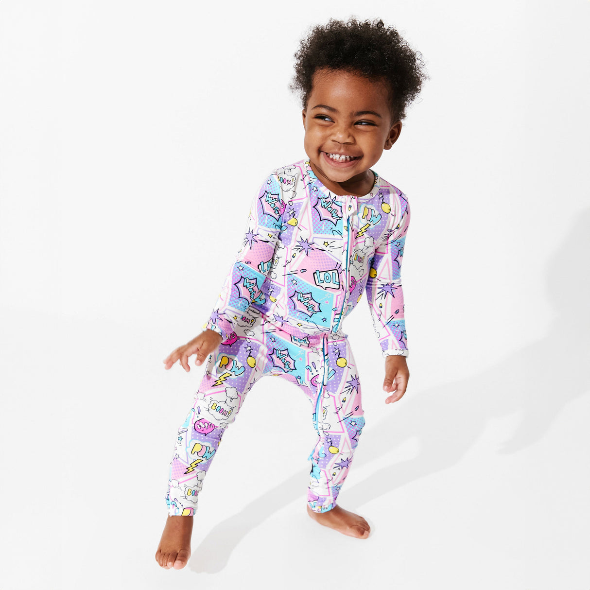 Comic Purple Bamboo Convertible Footie - HoneyBug 