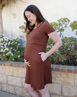 Eleanora Bamboo Maternity & Nursing Dress | Redwood - HoneyBug 