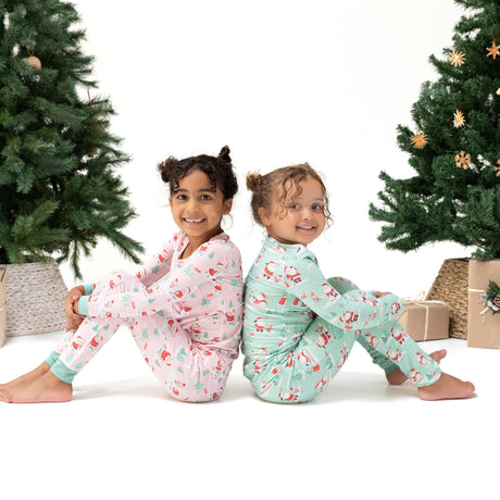 Long Sleeve Loungewear Set - Golfing Santa and Elves - HoneyBug 