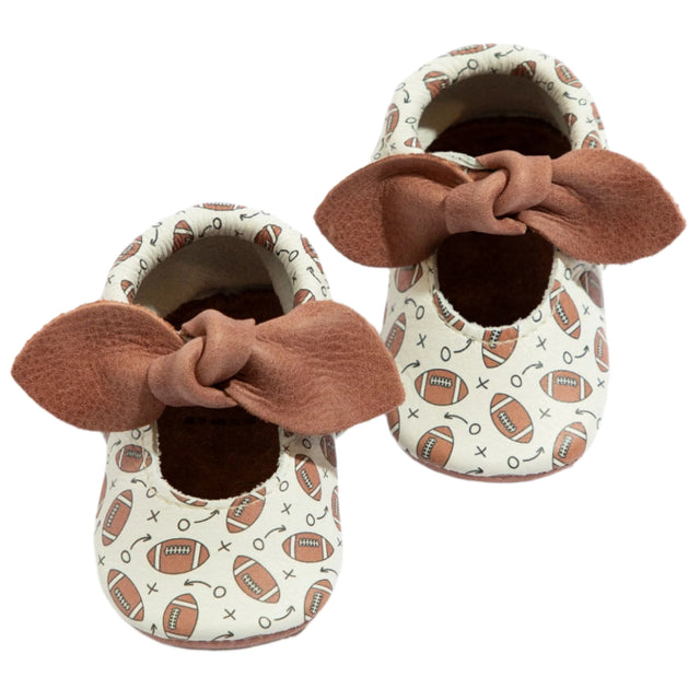 First Down Knotted Bow Baby Shoe - HoneyBug 