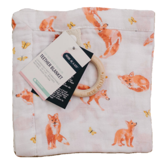 Fox Tales Oh So Soft Muslin Teether Blanket - HoneyBug 