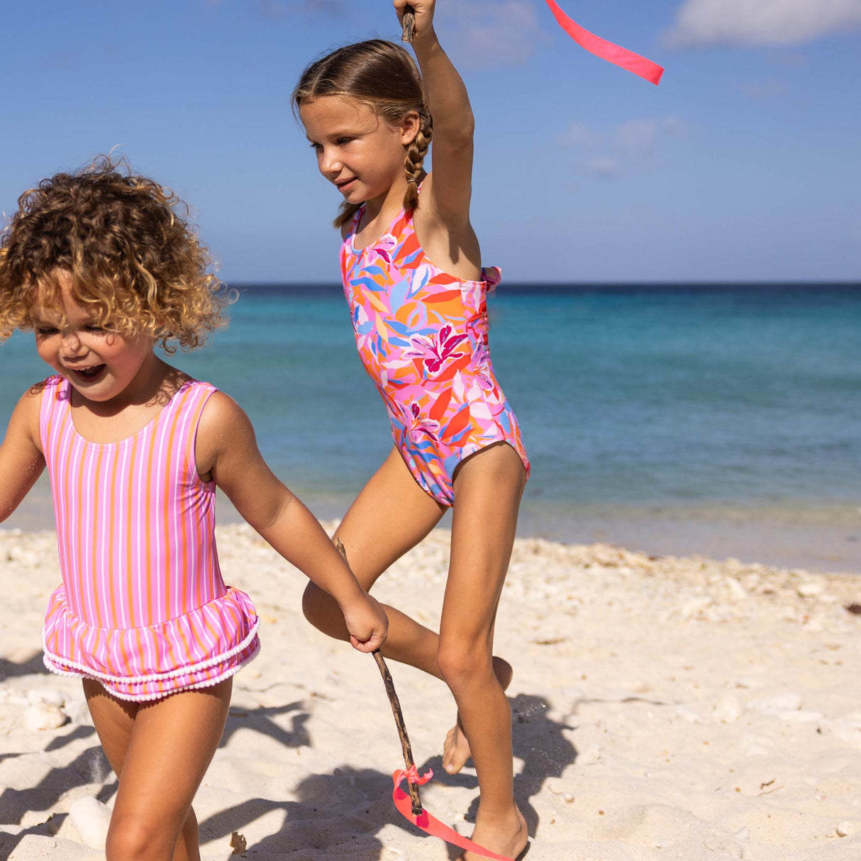 Blooming Sunset Sustainable X Back Swimsuit - HoneyBug 