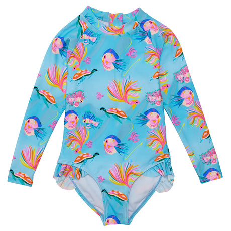 Kaleido Fish Sustainable Leg Frill Surf Suit - HoneyBug 