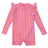 Stripy Sunset Sustainable LS Sunsuit - HoneyBug 