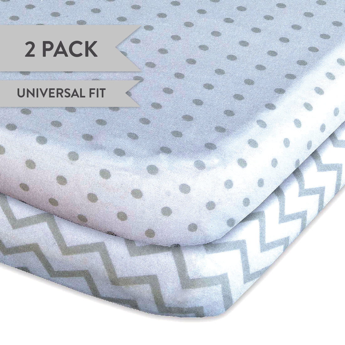 Bassinet Sheet Set - Grey Chevron & Polka Dot