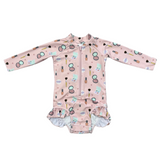 Girl's One-Piece Ruffle Rash Guard Swimsuit
