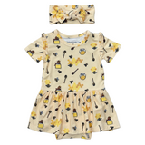 Girl's Short Sleeve Bodysuit Dress Set