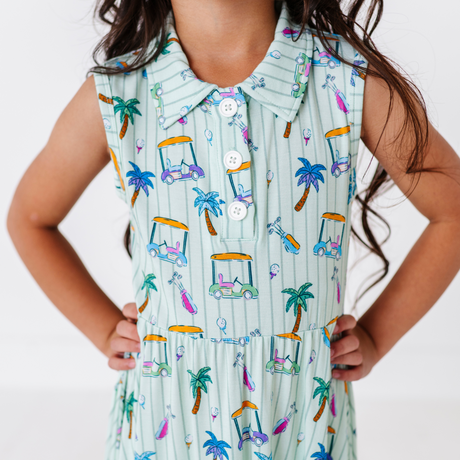 It's Fore O'Clock Somewhere Girls Collared Dress