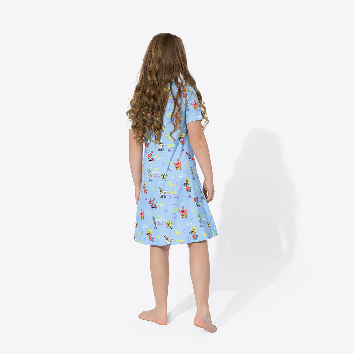 SpongeBob SquarePants: Good Vibes Bamboo Girls' Short Sleeve Dress - HoneyBug 