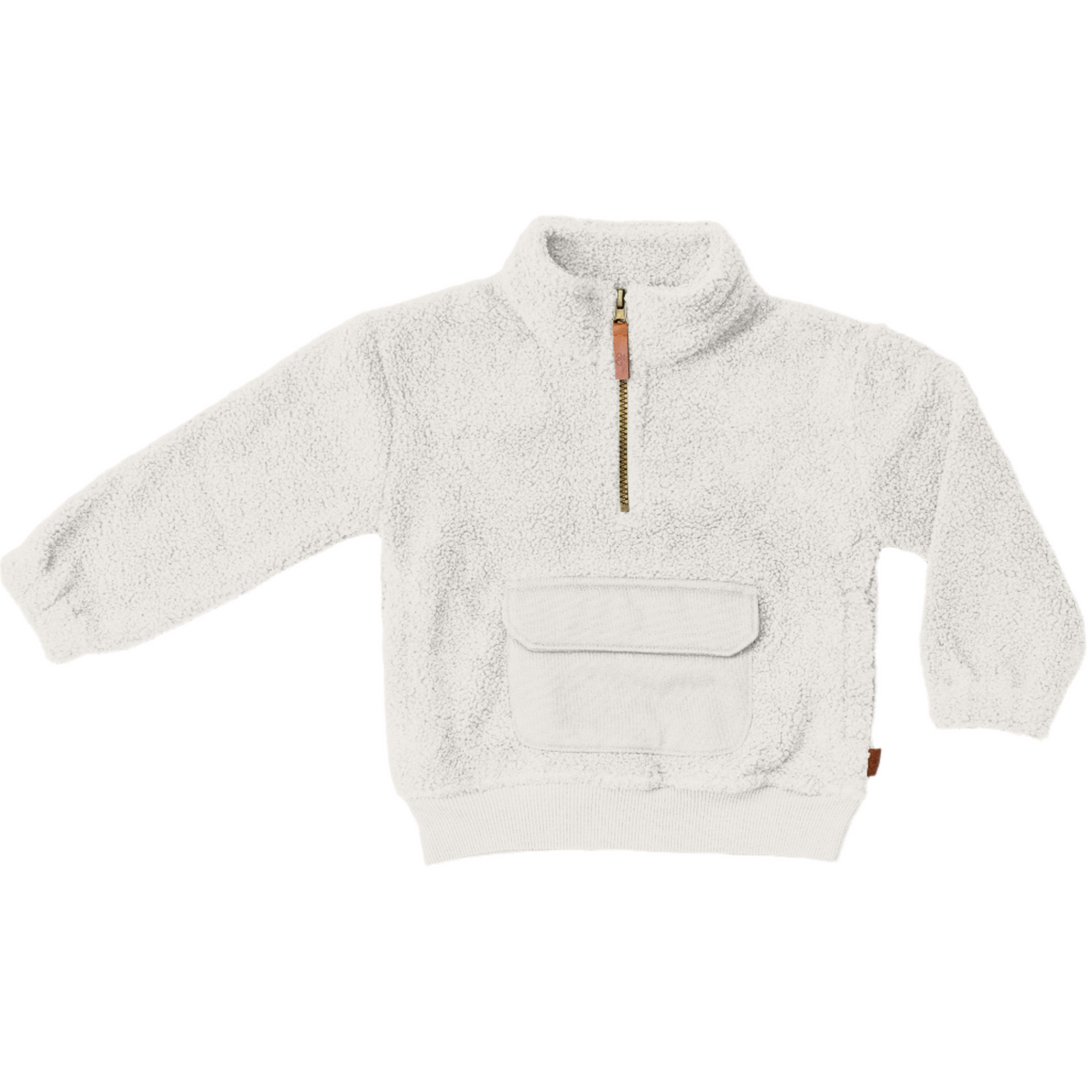 BIG KID SHERPA ZIP PULLOVER | ALABASTER