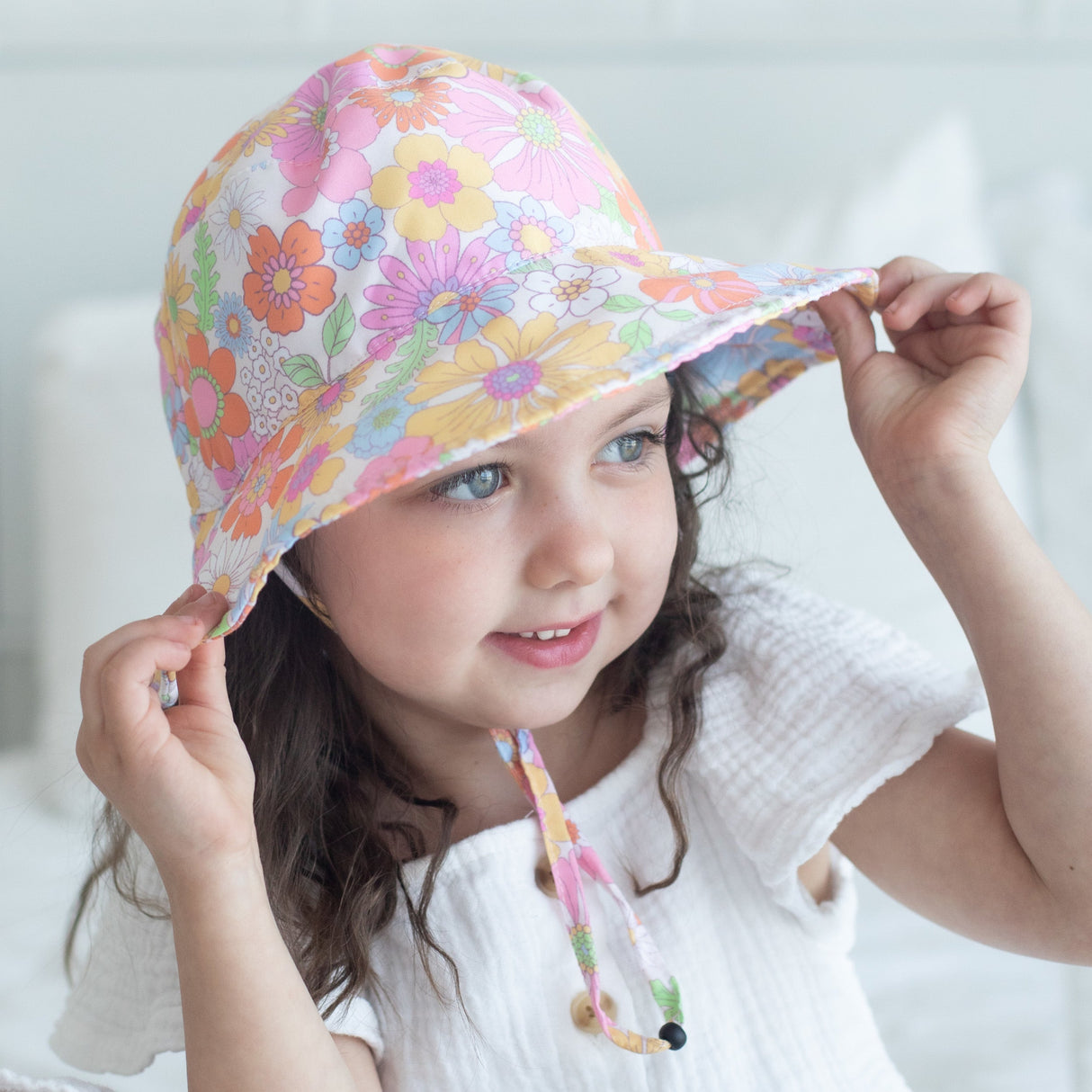 Baby & Kids Sun Hat - Retro Floral - HoneyBug 