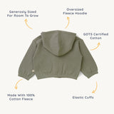 Organic Baby Toddler Hooded Jacket - Olive - HoneyBug 