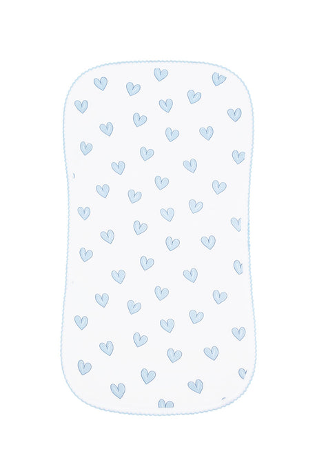 Blue Heart Print Burp Cloth - HoneyBug 