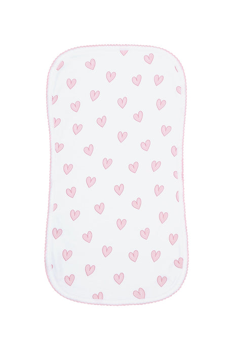 Pink Heart Print Burp Cloth - HoneyBug 
