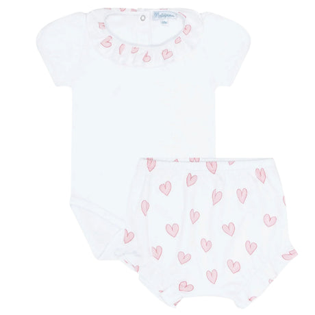 Pink Heart Print Onesie Set - HoneyBug 