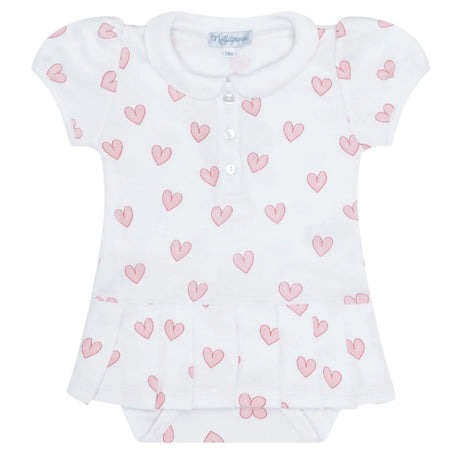 Pink Heart Print Onesie Dress - HoneyBug 