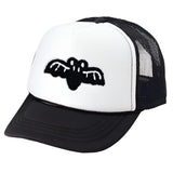 Bat Patch Halloween Trucker Hat - Black/White