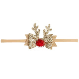 Gold Reindeer Christmas Bow Baby Headband