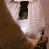 Cotton Muslin Car Seat Canopy - Taupe Cross - HoneyBug 