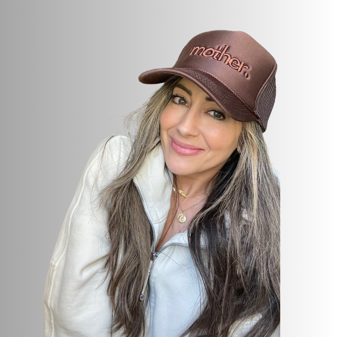 "mother." Embroidered Trucker Hat - Mocha - HoneyBug 