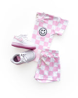 Checkered Shorts Set | Pink - HoneyBug 