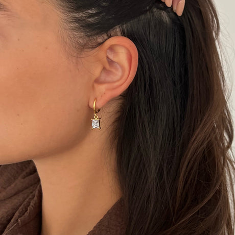 Chantel Baguette Huggie Hoop Earring - HoneyBug 