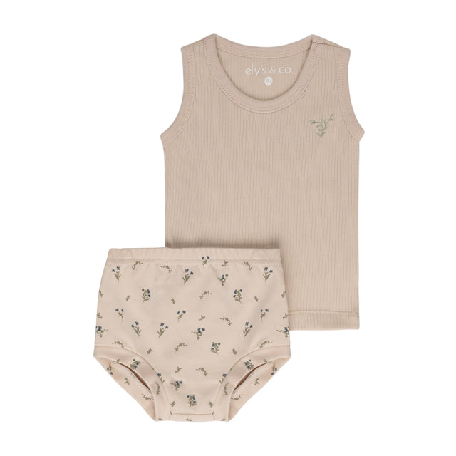 Jersey Cotton - Printed Ginkgo Collection -Tank + Bloomer Set - Boys - HoneyBug 