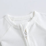 Snow Ribbed Zippered Baby Romper