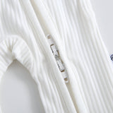 Snow Ribbed Zippered Baby Romper
