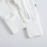 Snow Ribbed Zippered Baby Romper