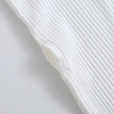 Snow Ribbed Zippered Baby Romper