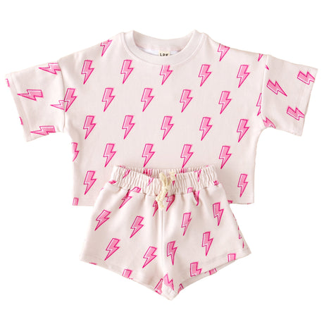 Shorts Set | Pink Bolts - HoneyBug 