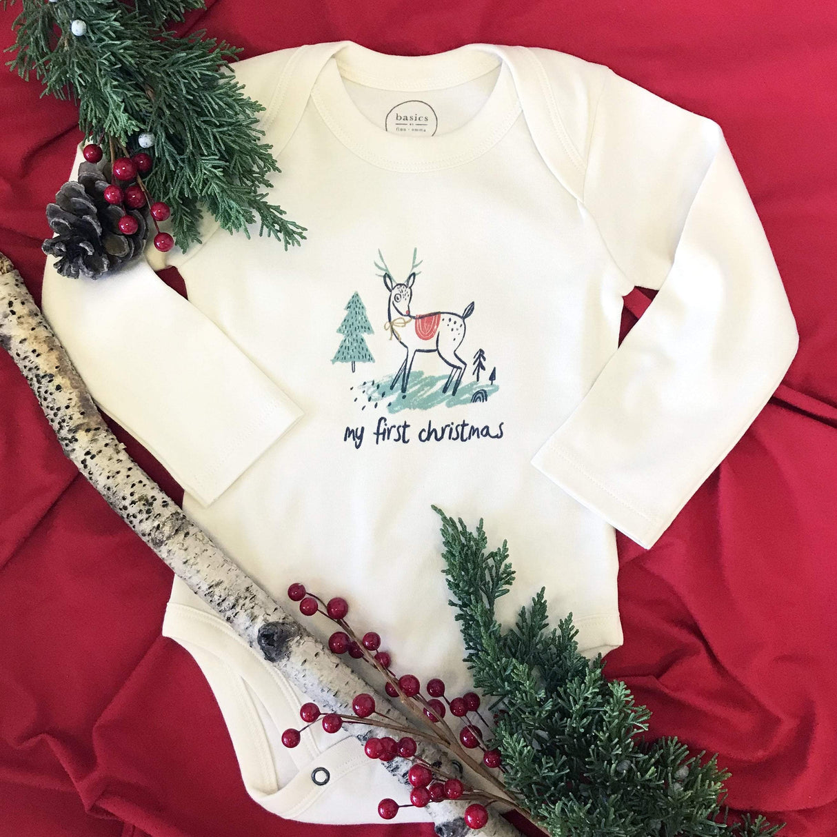 graphic bodysuit | christmas deer (long sleeve) - HoneyBug 