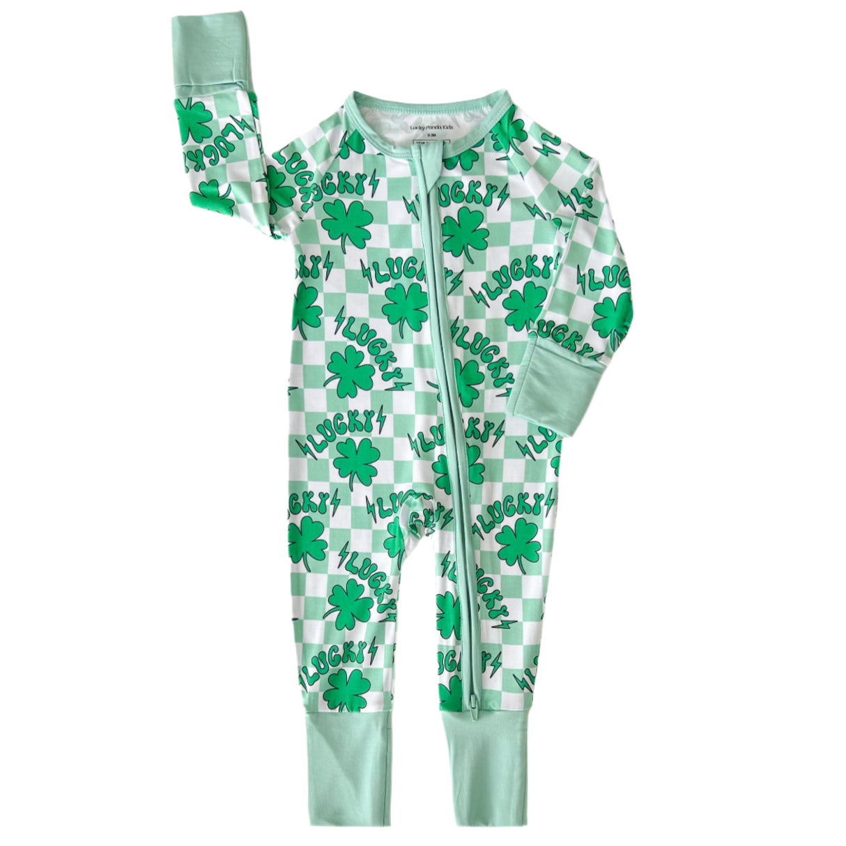 Bamboo Zip Romper | Lucky Shamrock - HoneyBug 