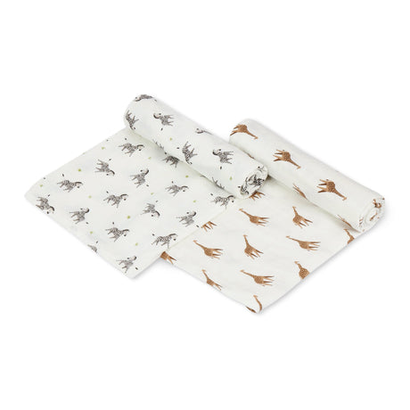 Giraffe & Zebra Swaddle Set - HoneyBug 