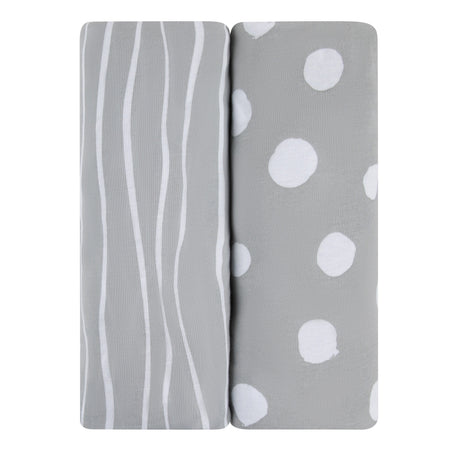 Bassinet Sheet Set - Grey & White Abstract - HoneyBug 