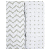 Waterproof Pack N Play I Portable Crib Sheet Set - Grey Chevron - HoneyBug 