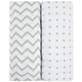 Waterproof Bassinet Sheet Set - Grey Chevron & Polka Dot - HoneyBug 