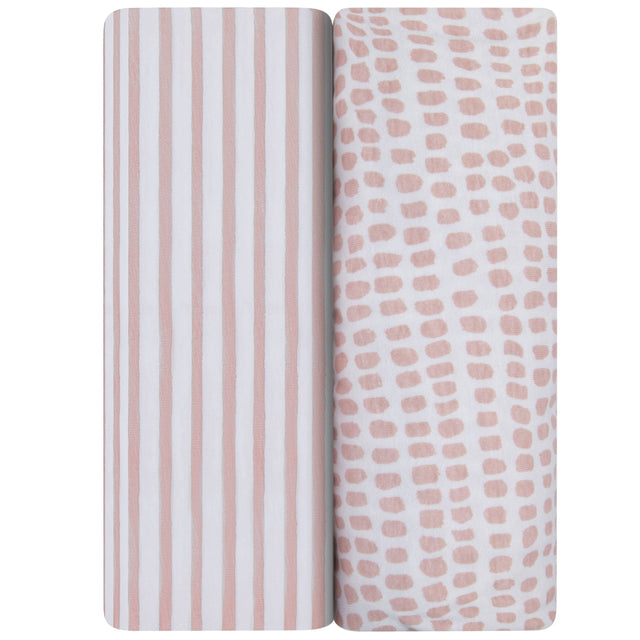 Waterproof Bassinet Sheet Set - Mauve Pink Stripes & Splash - HoneyBug 